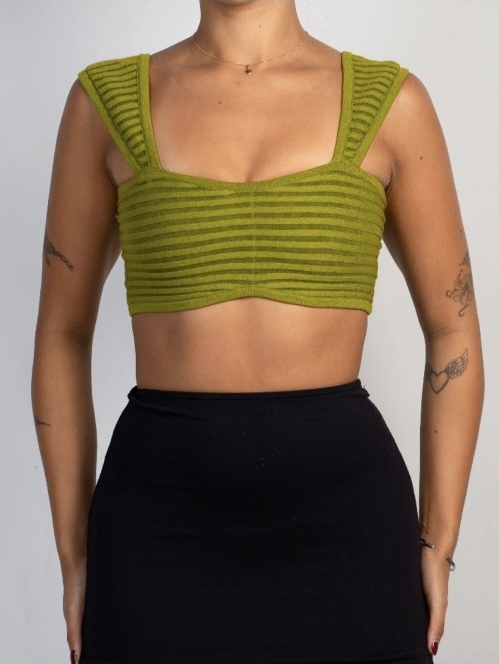 Wild Fable Olive Green Ribbed Crop Tank Bra Top Sz XS